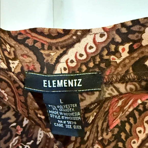 Elementz Paisley Pencil Skirt in Rich Brown and Deep Red‎ - Picture 2 of 4
